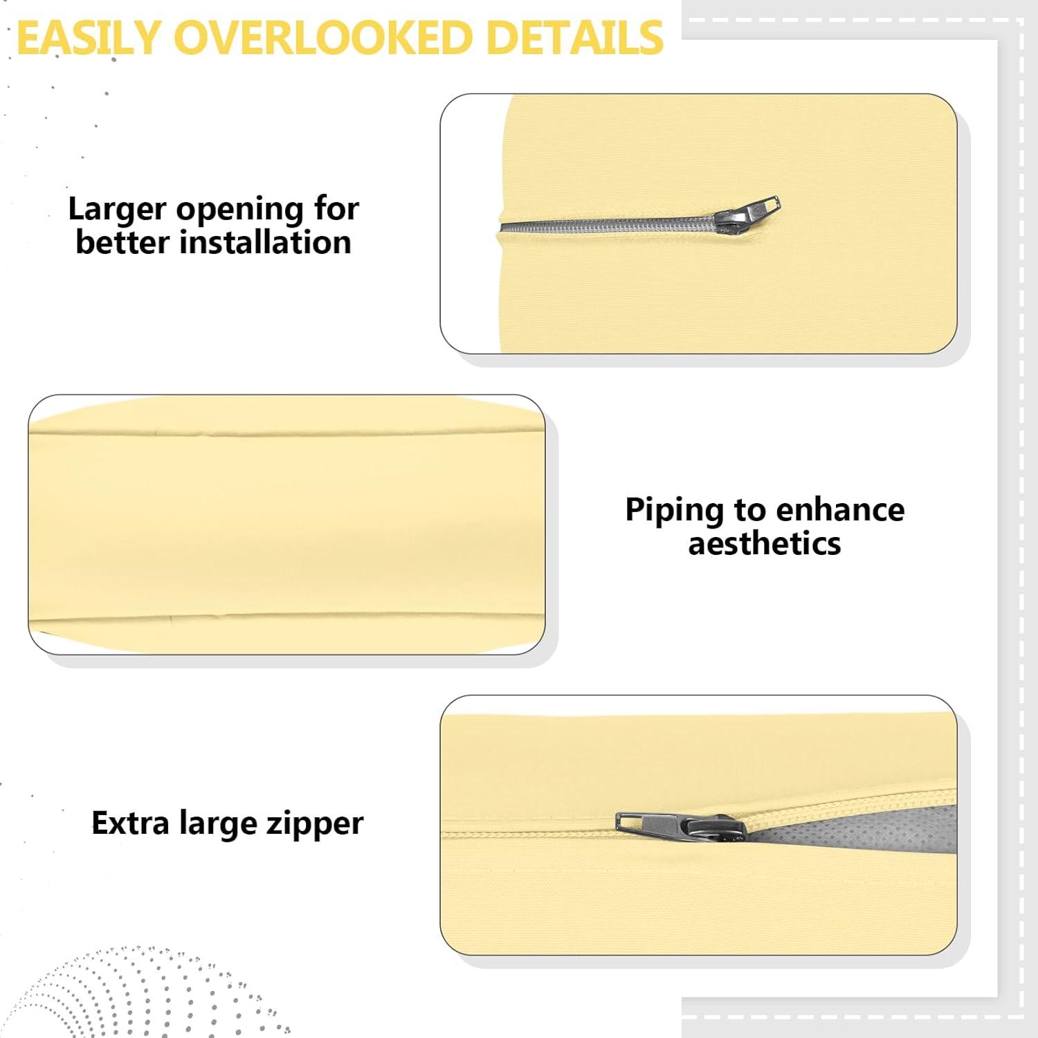 14 Piece Outdoor Patio Waterproof Cushion Covers, Fits 6-Seat Wicker Rattan Sectional Couch Chair Furniture Cover Replacement Set - Fade-Resistant Patio Cushion Covers with Zipper