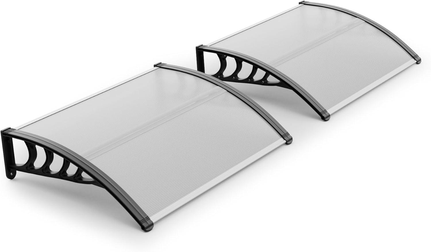 40" x 32" Door Window Awning Exterior, Polycarbonate Cover Entry Door Outdoor Patio Awning Canopy, Front Door Overhang Awning for Sun Shutter, UV, Rain and Snow Protection, Hollow Sheet (Clear Board)