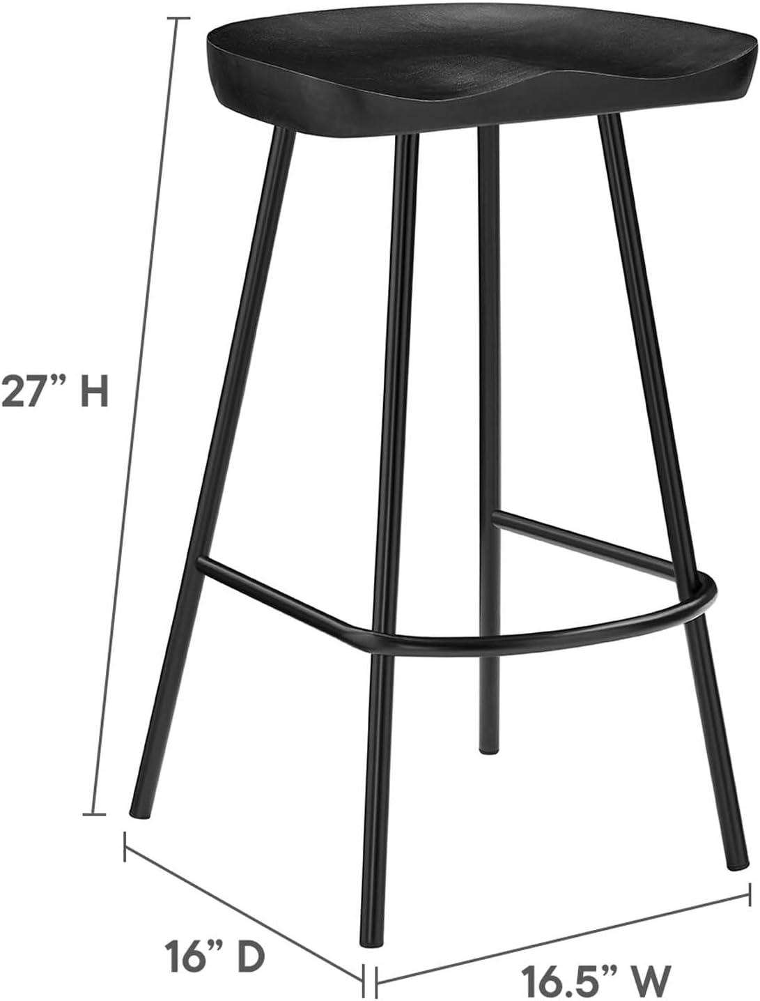 Black Adjustable Saddle Style Wood and Metal Counter Stools