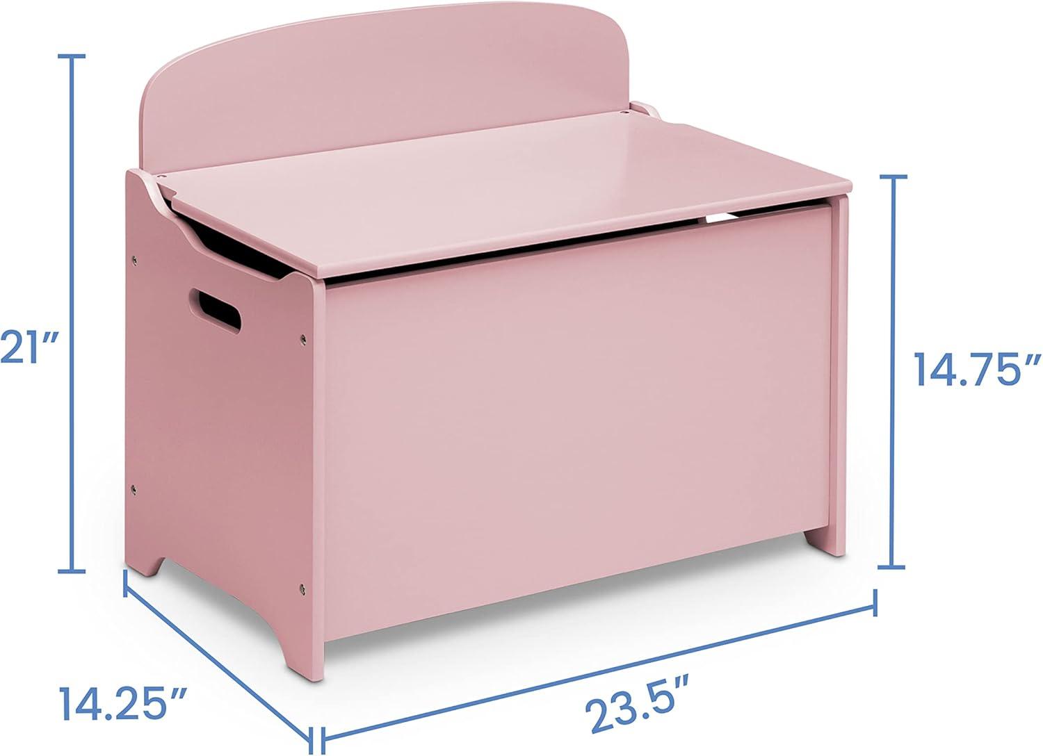 Dusty Rose Pink Wooden Toy Storage Box with Handles