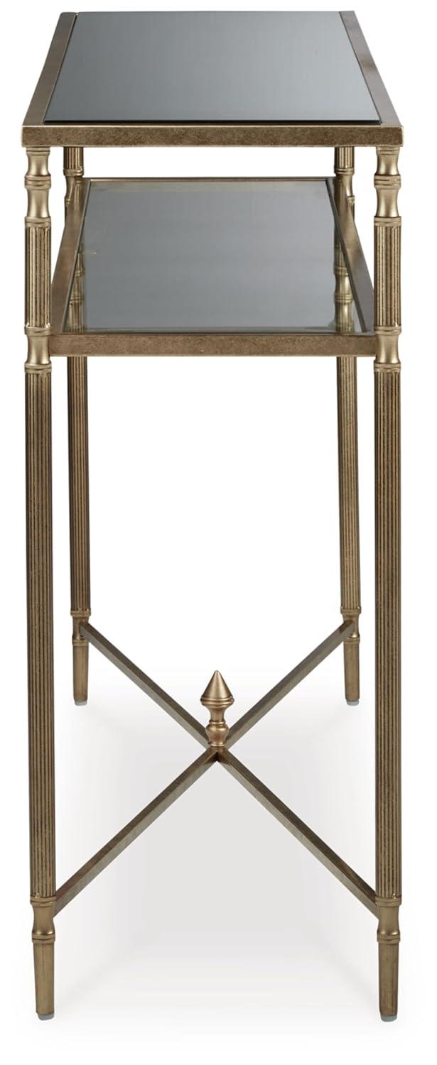 Signature Design by Ashley Cloverty Glass Top Sofa Table, Gold Finish