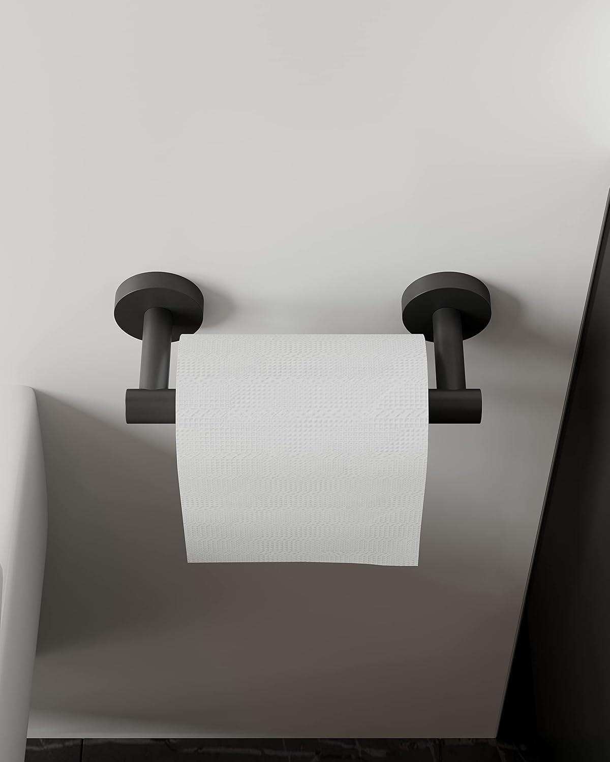 Matte Black Stainless Steel Round Pivoting Toilet Paper Holder