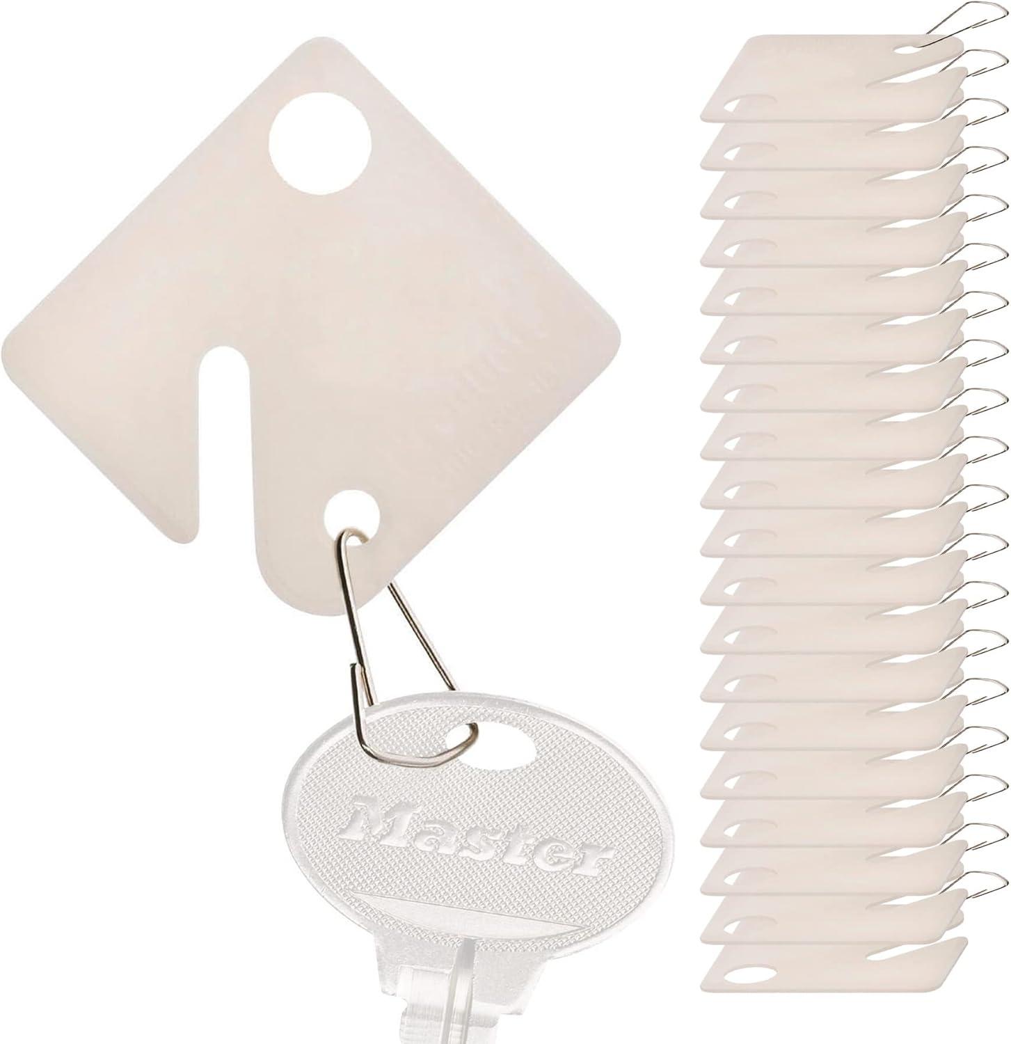 Beige Plastic Rectangle Valet Key Tags with Snap Hook, Pack of 20