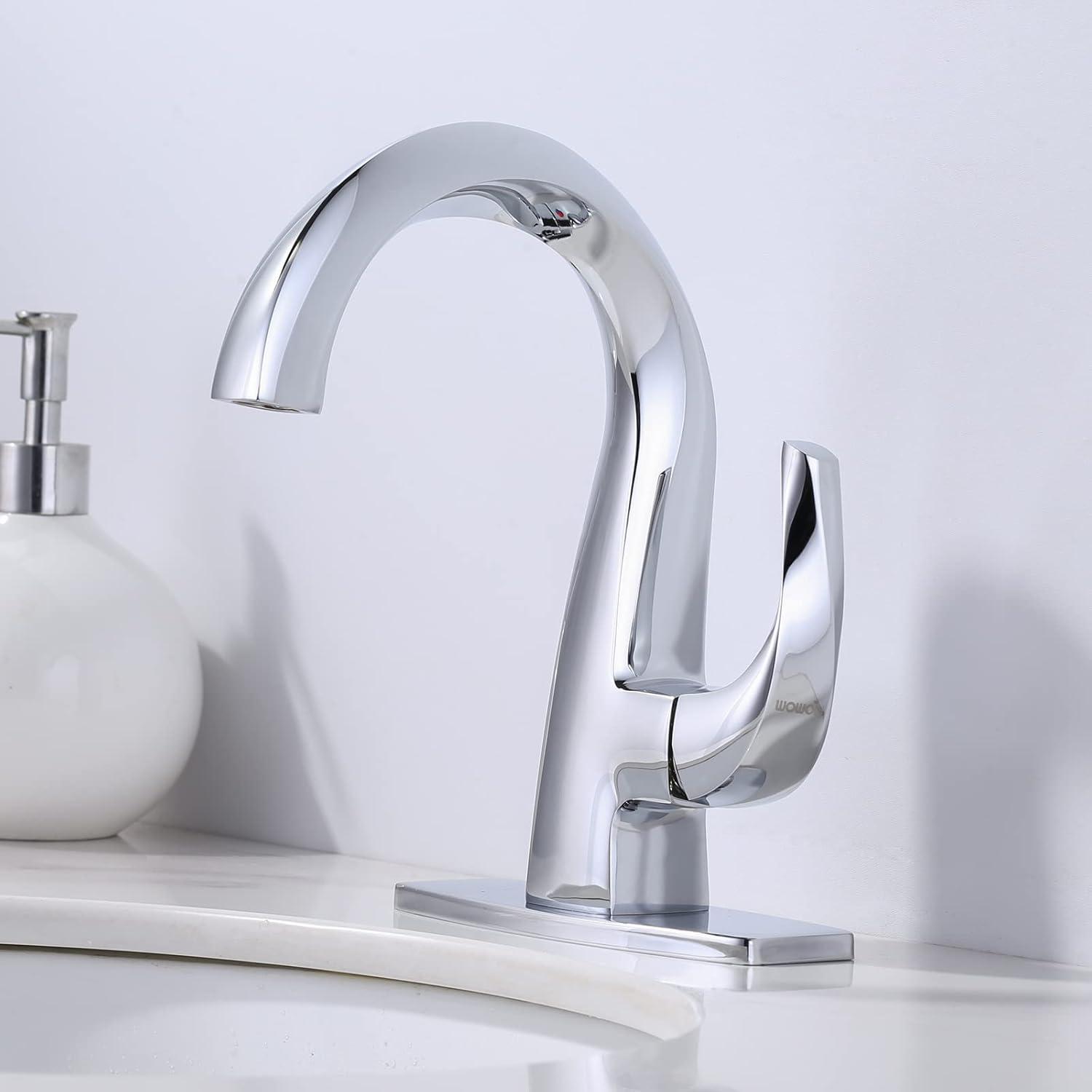 Single-Hole Single-handle Bathroom Faucet with Drain Assembly