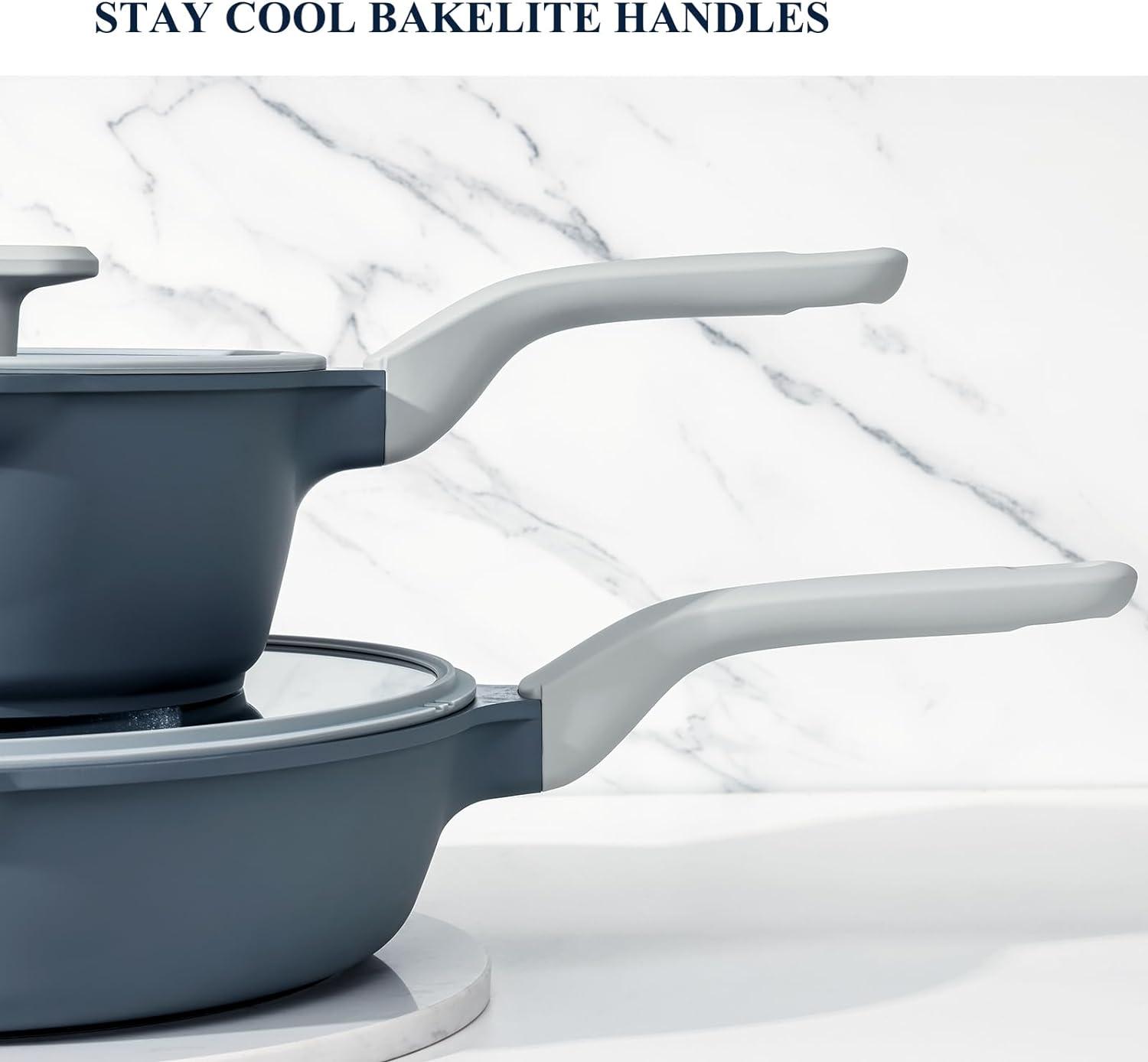 Nonstick Saucepan with Lid, 2 Quart Ceramic Sauce Pan, Non Toxic Sauce Pot with Pour Spouts for Multipurpose Use, PTFE, PFOA & PFAS Free, Induction Compatible.