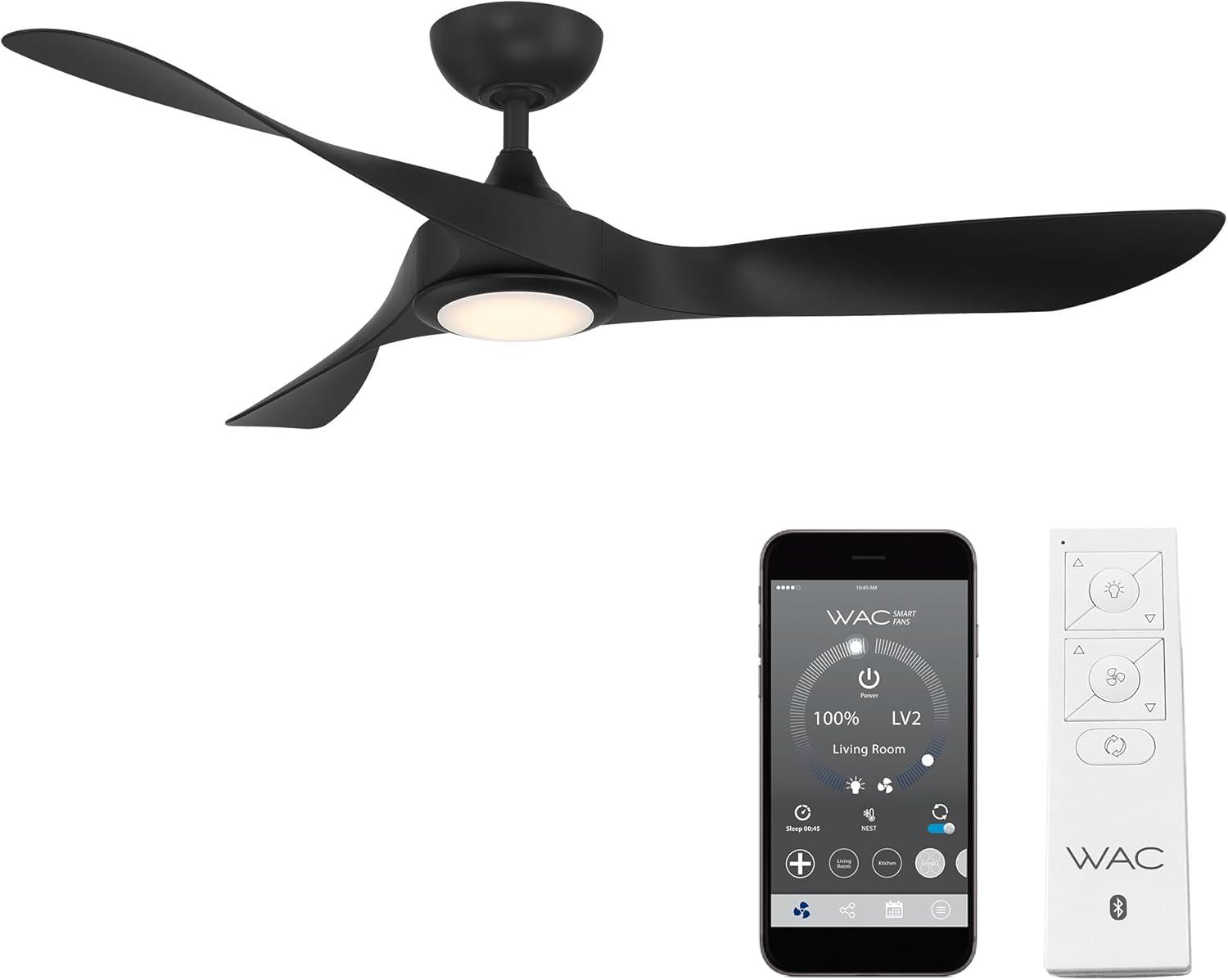 54" Swirl 3 - Blade Outdoor LED Smart Propeller Ceiling Fan with Remote Control and Light Kit Included