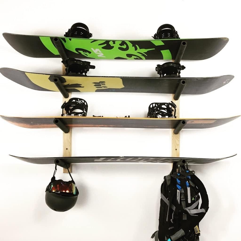 Powder Coated Wall-Mounted Snowboard Rack with Padded Arms