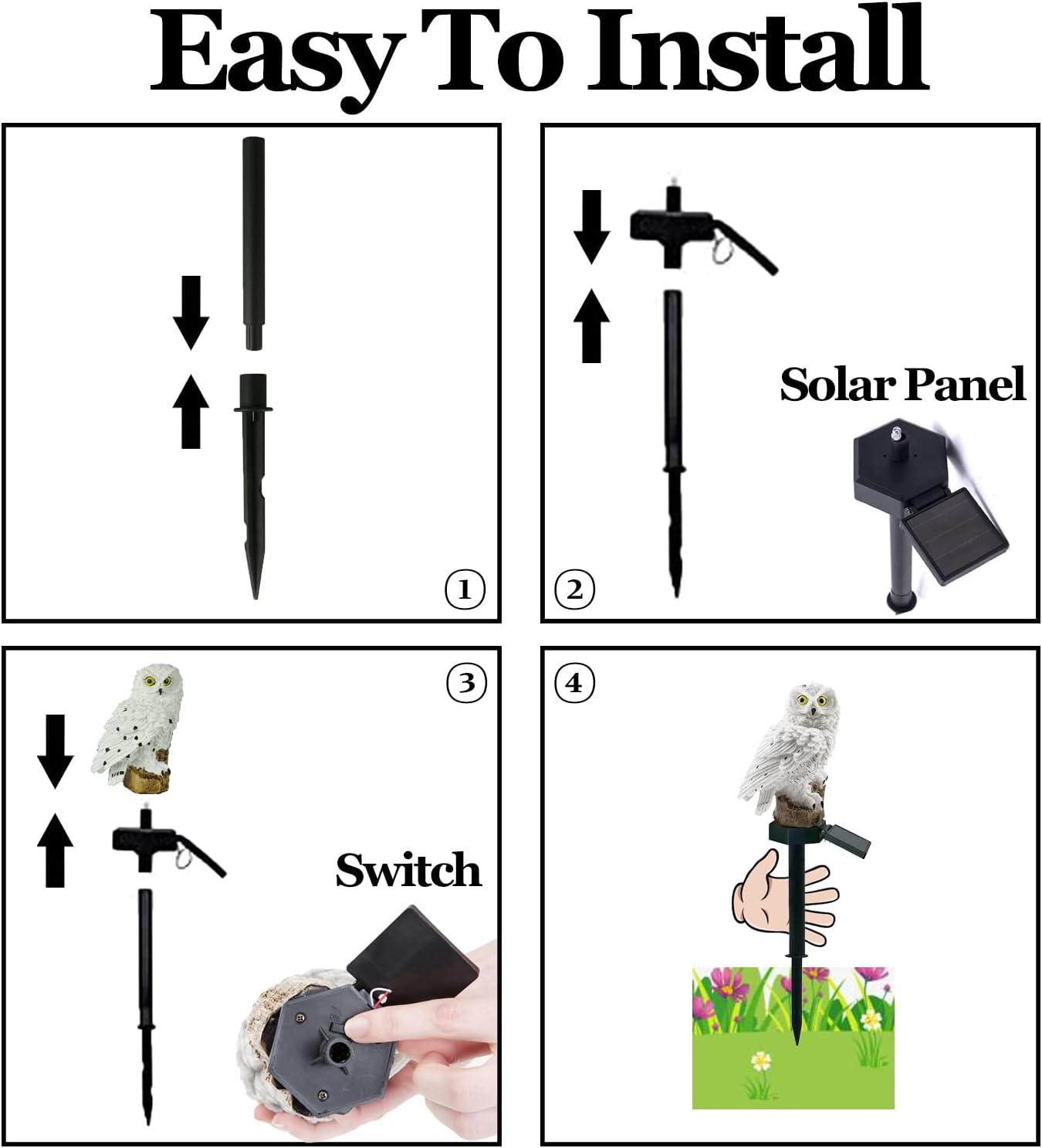 DOUBLE 2 C Solar Garden Light Outdoor, Owl Solar Garden Stake Light, Waterproof Warm White LED Light for Garden, Patio, Yard, Lawn, Walkway Decoration (Owl)