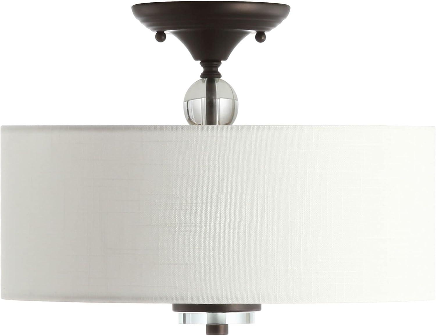 Marc 15" Oil Rubbed Bronze Crystal LED Semi-Flush Mount