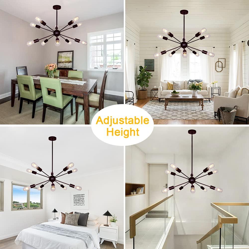 Black Metal 10-Light Sputnik Sphere Chandelier