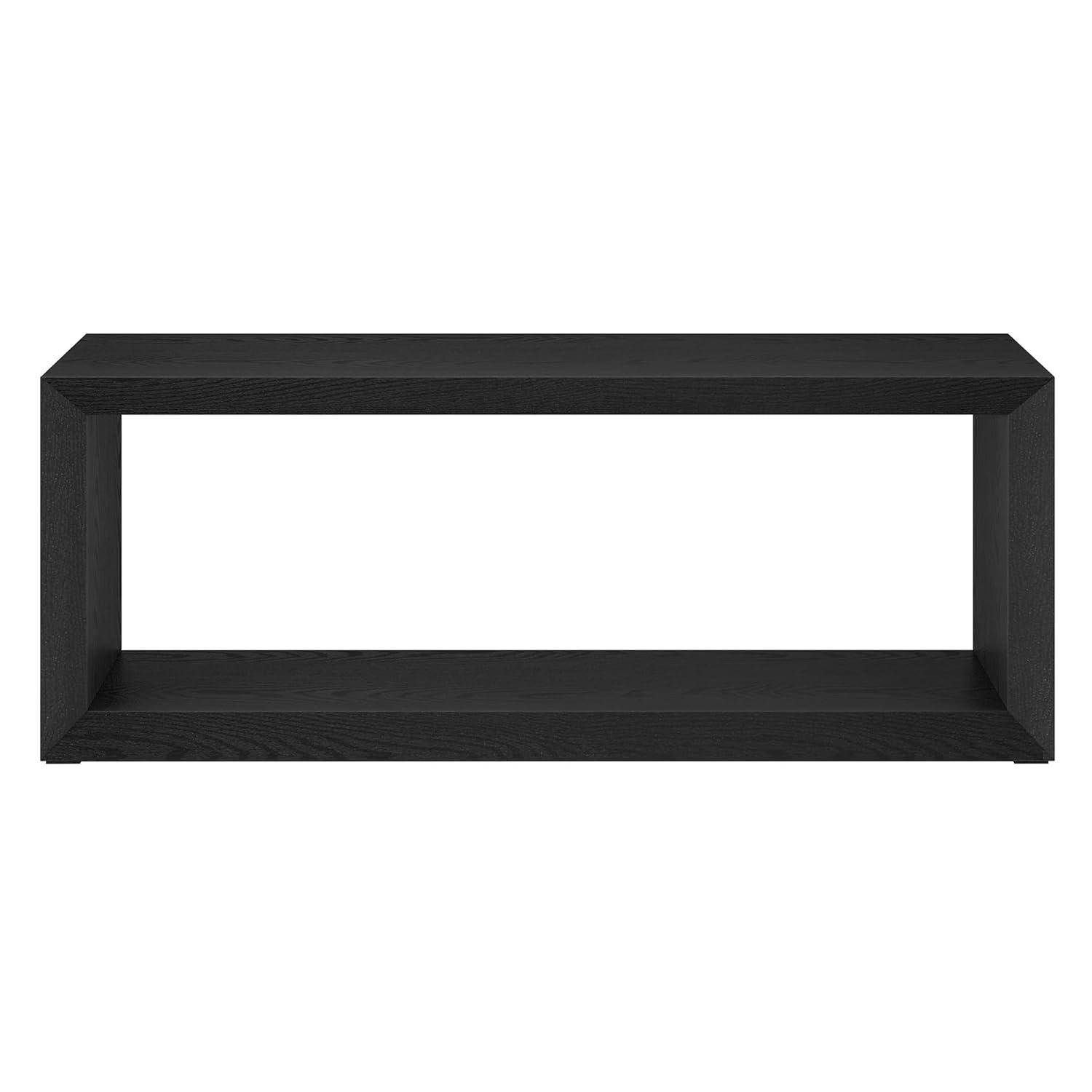 Evelyn&Zoe Osmond Easy Assembly Medium Density Fiberboard Coffee Table, Black Grain