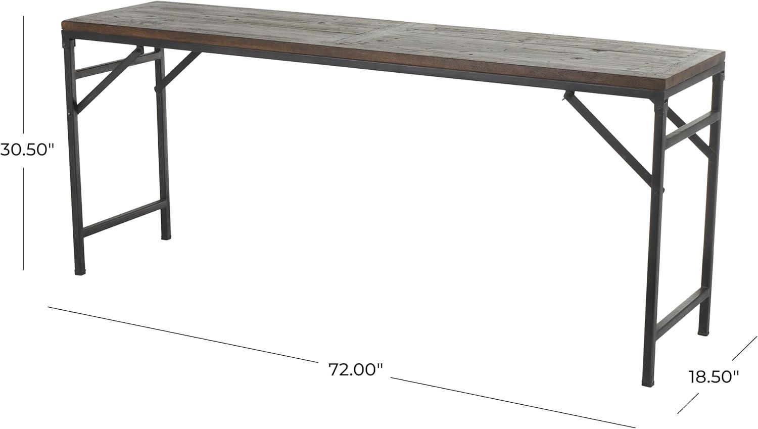 Union Rustic Corneau Wood Minimalistic Dark Brown Console Table with Black Metal Legs