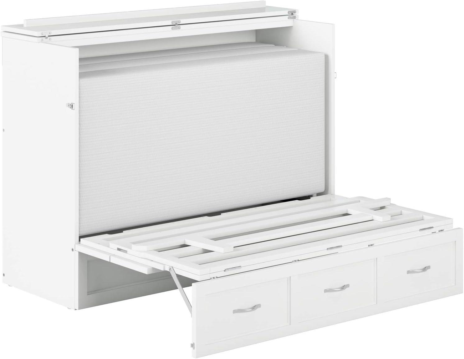 Full Deerfield Murphy Bed Chest USB Turbo Charger White - AFI