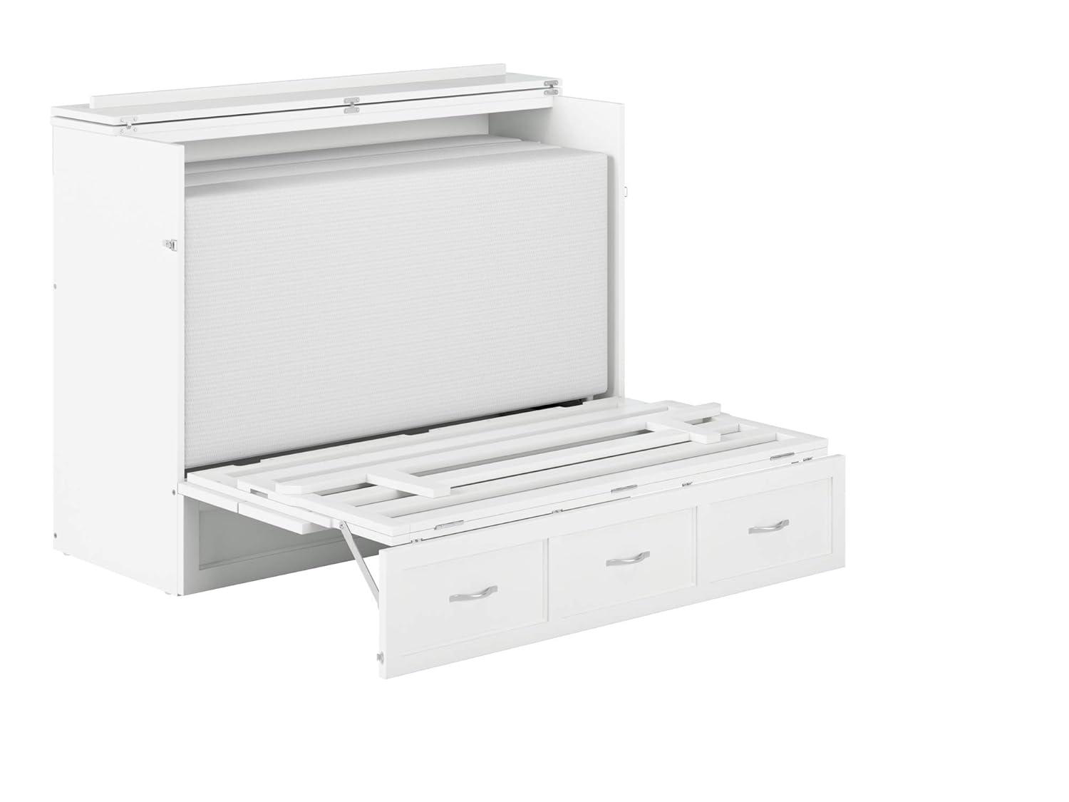 Full Deerfield Murphy Bed Chest USB Turbo Charger White - AFI