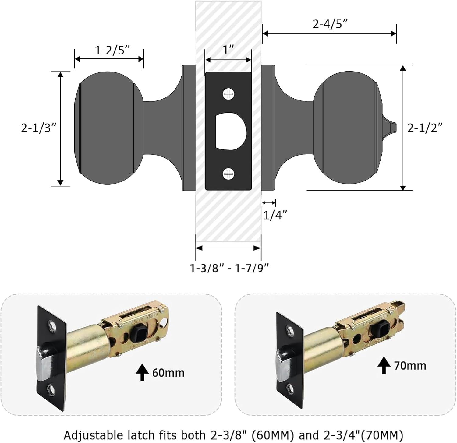 3 Pack Keyed Alike Entry Door Knobs and Single Cylinder Deadbolt Lock Combo Set Security for Entrance and Front Door with Classic Matte Black Finish