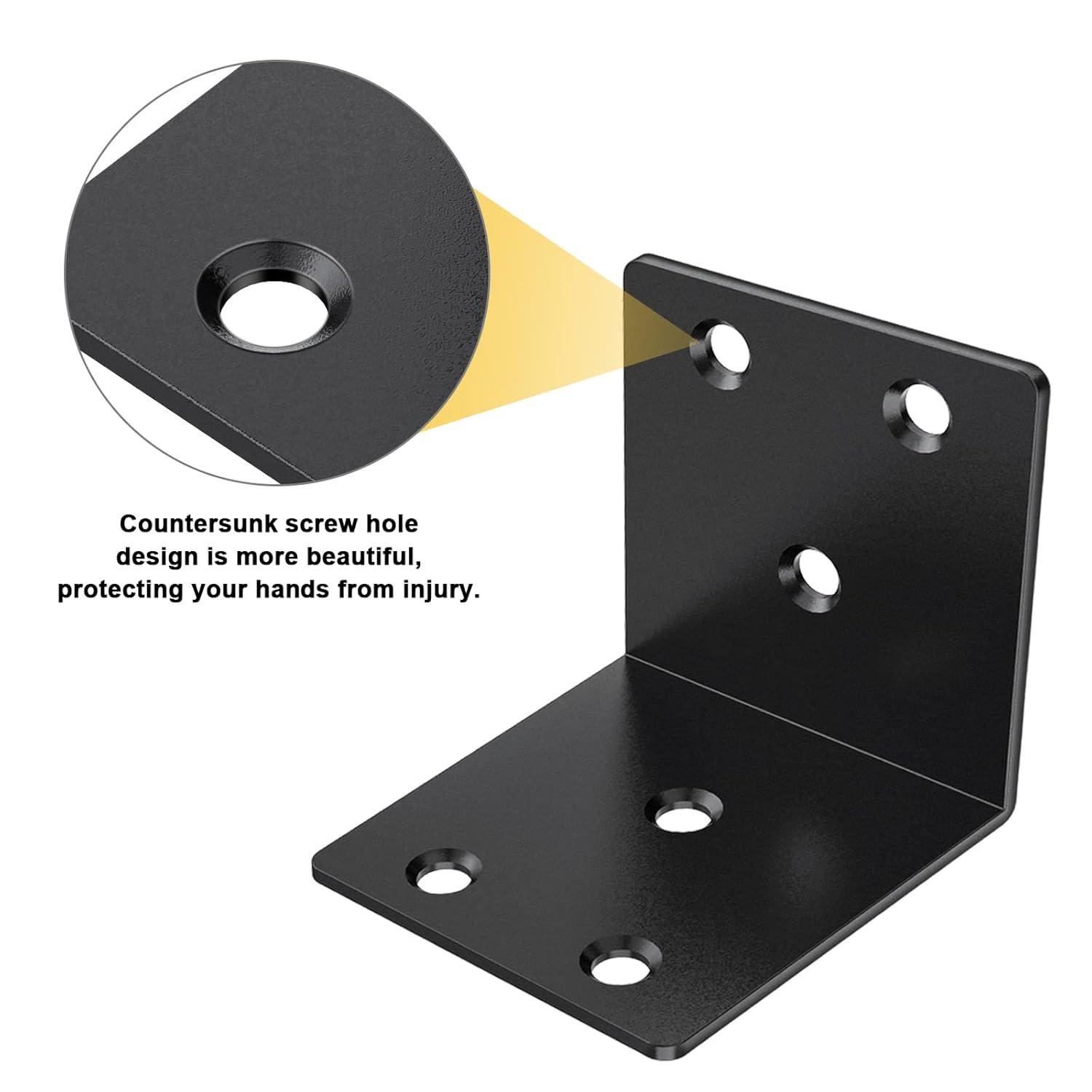 20 Pcs Metal Corner Braces, 1.5in L Brackets for Wood, 90 Degree l Bracket Wide Corner Black Metal Corner Bracket for Wood Furniture Bed Chair