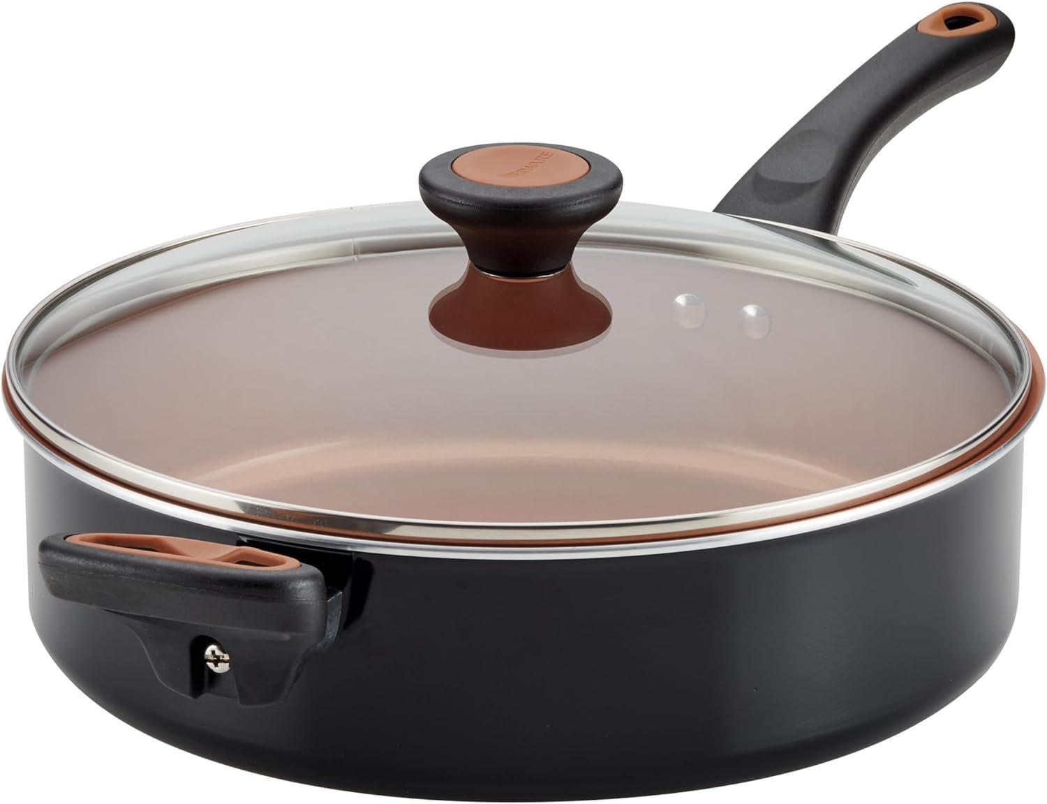 Farberware 4-Quart Black Copper Ceramic Nonstick Saute Pan with Lid