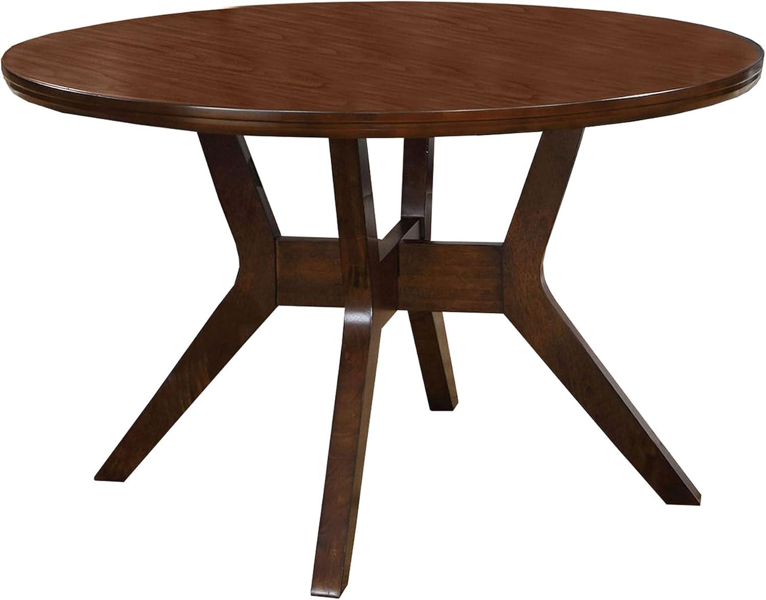 Transitional 48" Round Dark Brown Wooden Dining Table