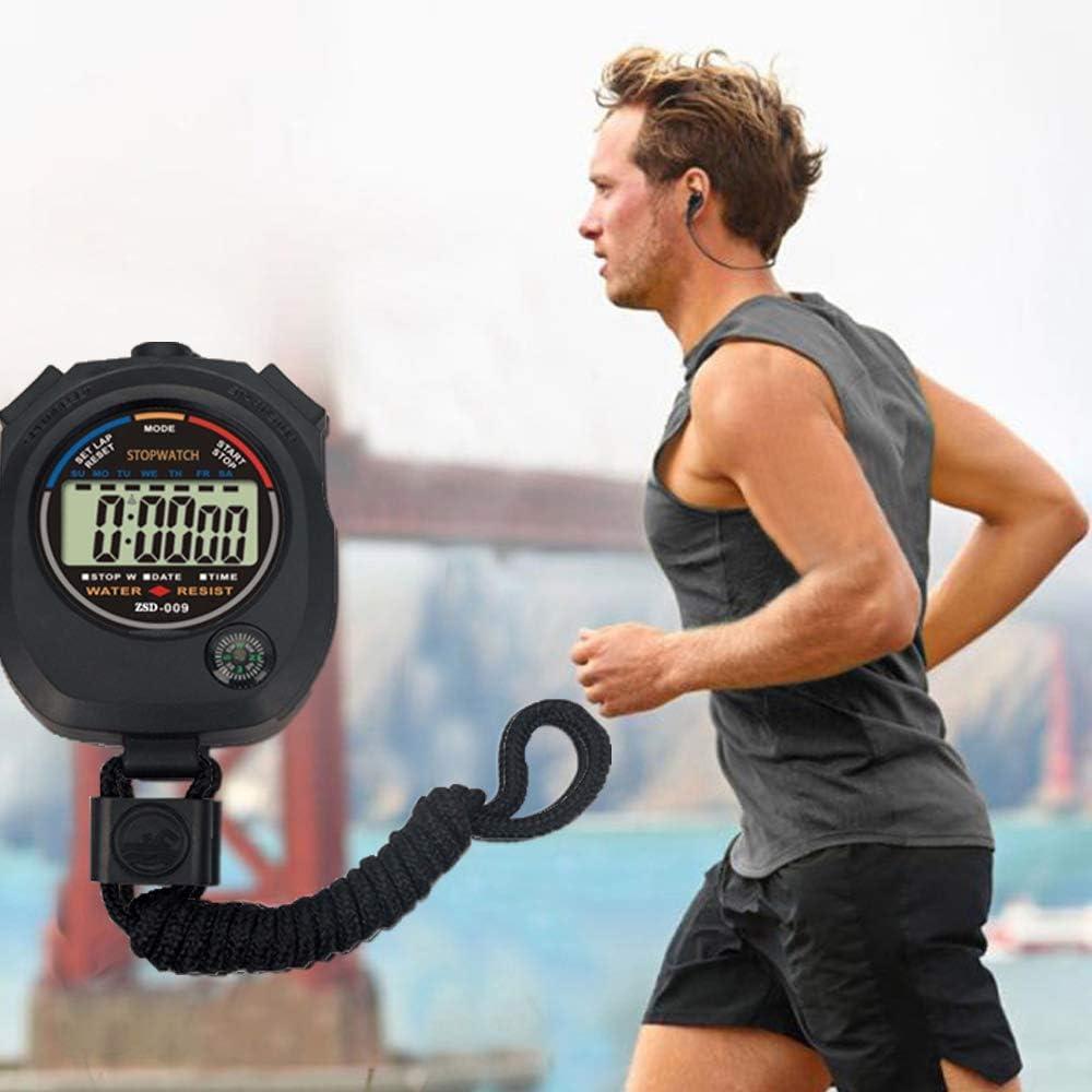 Black Multi-Function Digital Sport Stopwatch Timer with Large Display