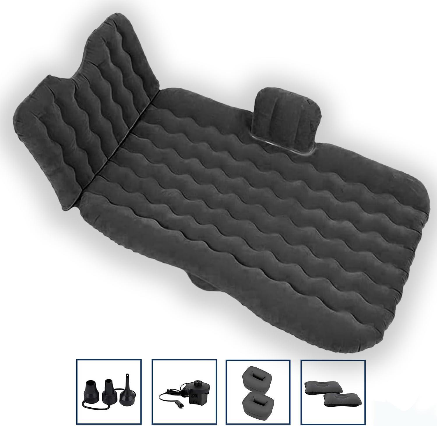 Zone Tech Car Travel Inflatable Air Mattress for the Back Seat With Pump Long Blow Up Camping Bed  Universal For Car ,SUV or Truck