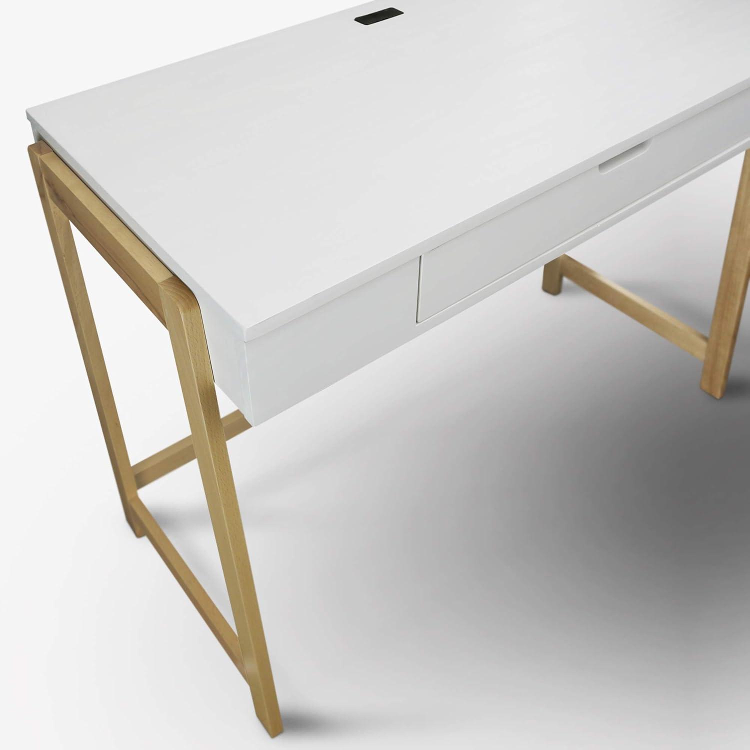 Indoor Furniture Neorustic Smart Desk With Usb Ports - Two-Tone (White,Natural)