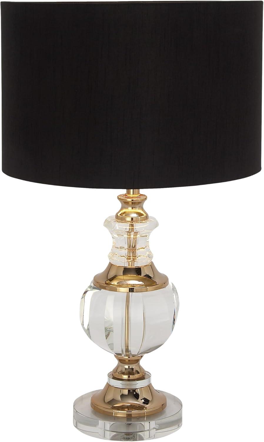 Glass Table Lamp with Drum Shade Black - Olivia & May: Gold Accents, No Assembly Required, 24" Height