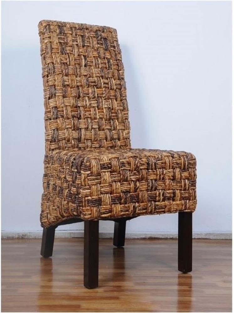 Bowery Hill 40"H Coastal Wicker / Rattan Dining Chair in Brown (Set of 2)