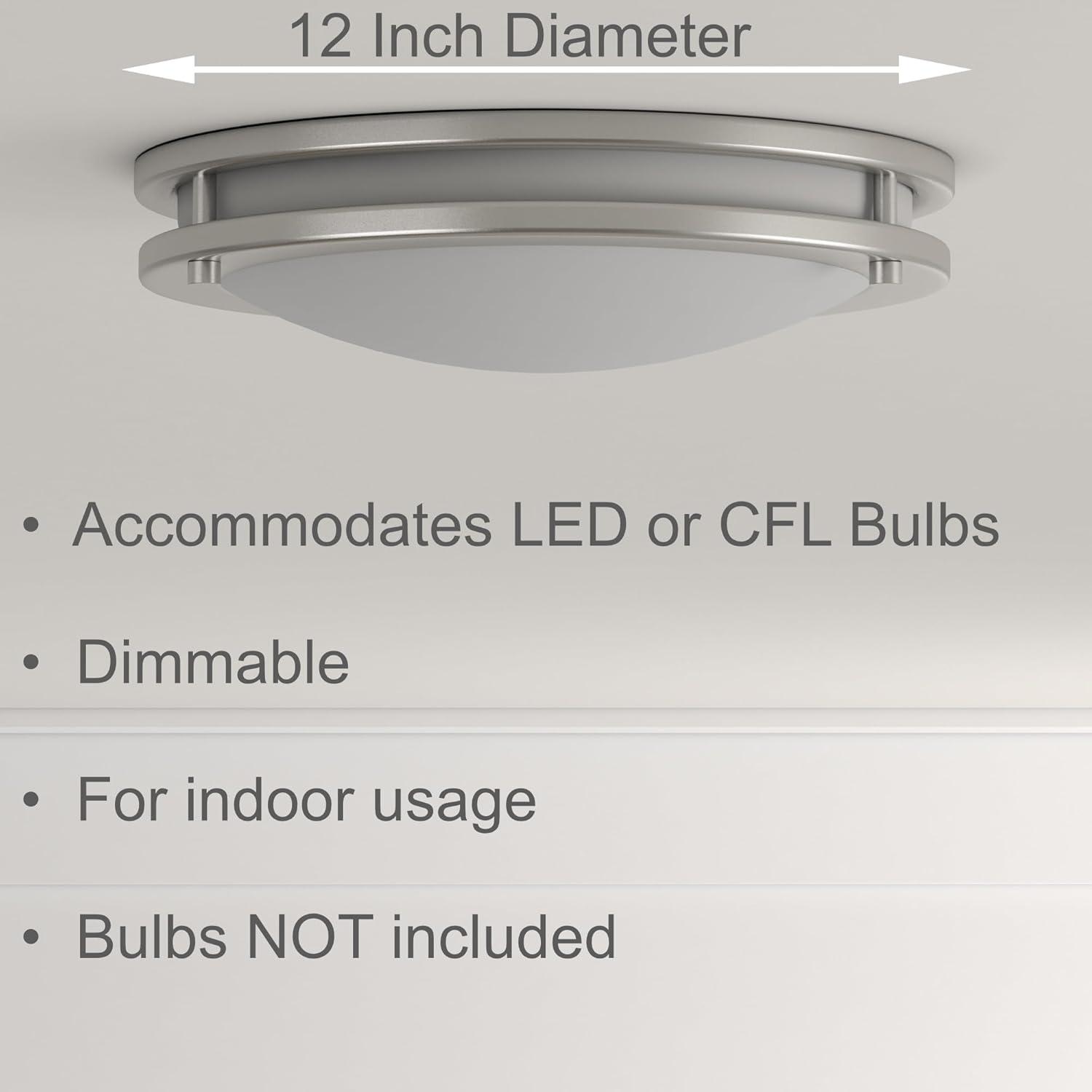 HomeSelects Saturn 2-Light Brushed Nickel Flush Mount