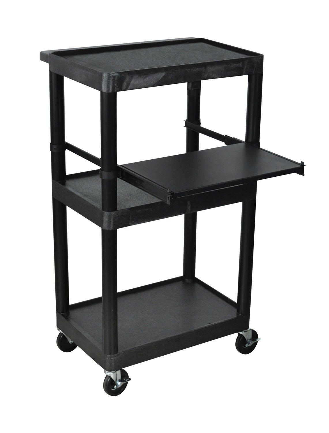 Black Mobile Plastic 3 Shelf AV Presentation Cart