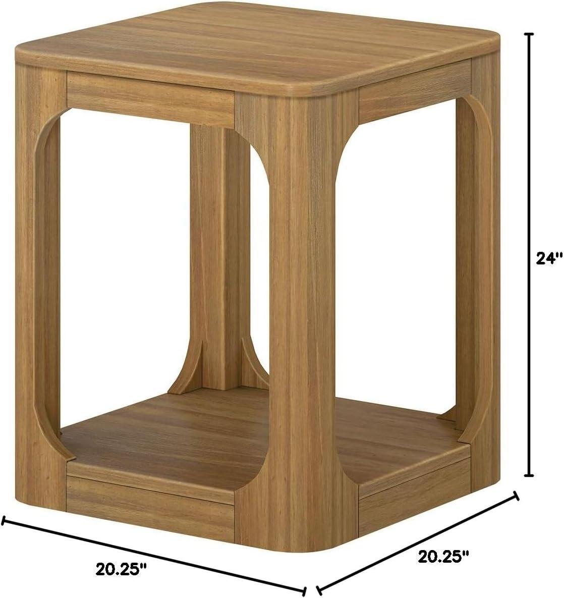 Plank+Beam Square Side Table with Shelf, Side Table for Living Room, End Table with Storage, 20"