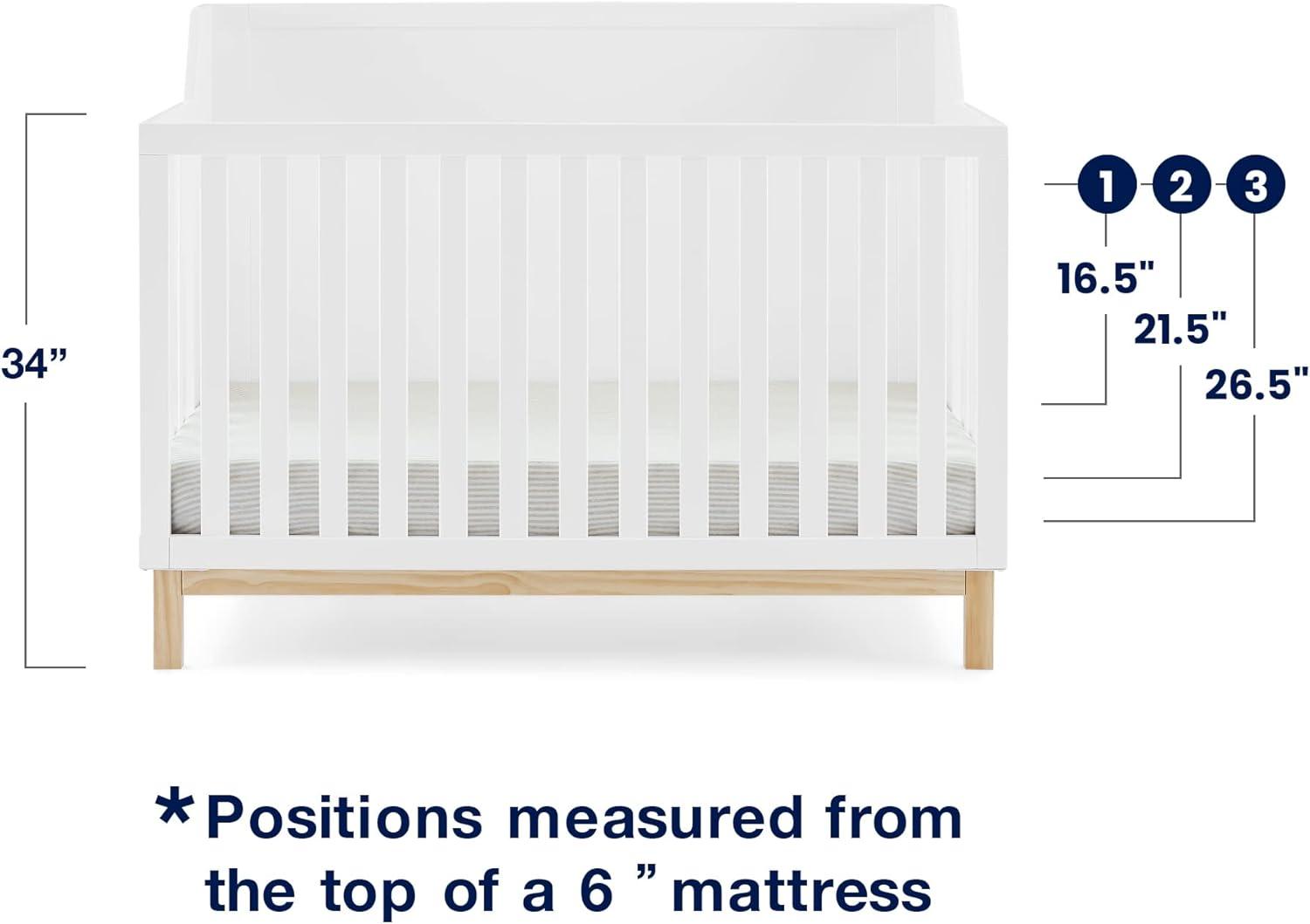 Bianca White and Natural Pine 6-in-1 Convertible Crib