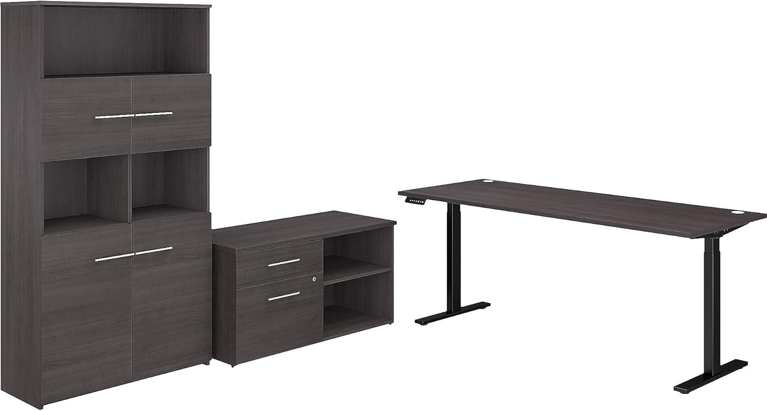 Bush Business Furniture Office 500 72W Height Adjustable Standing Desk with Storage and Bookcase