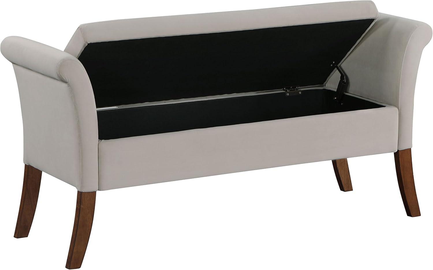 Coaster Farrah Velvet Upholstered Rolled Arms Storage Bench in Beige and Brown