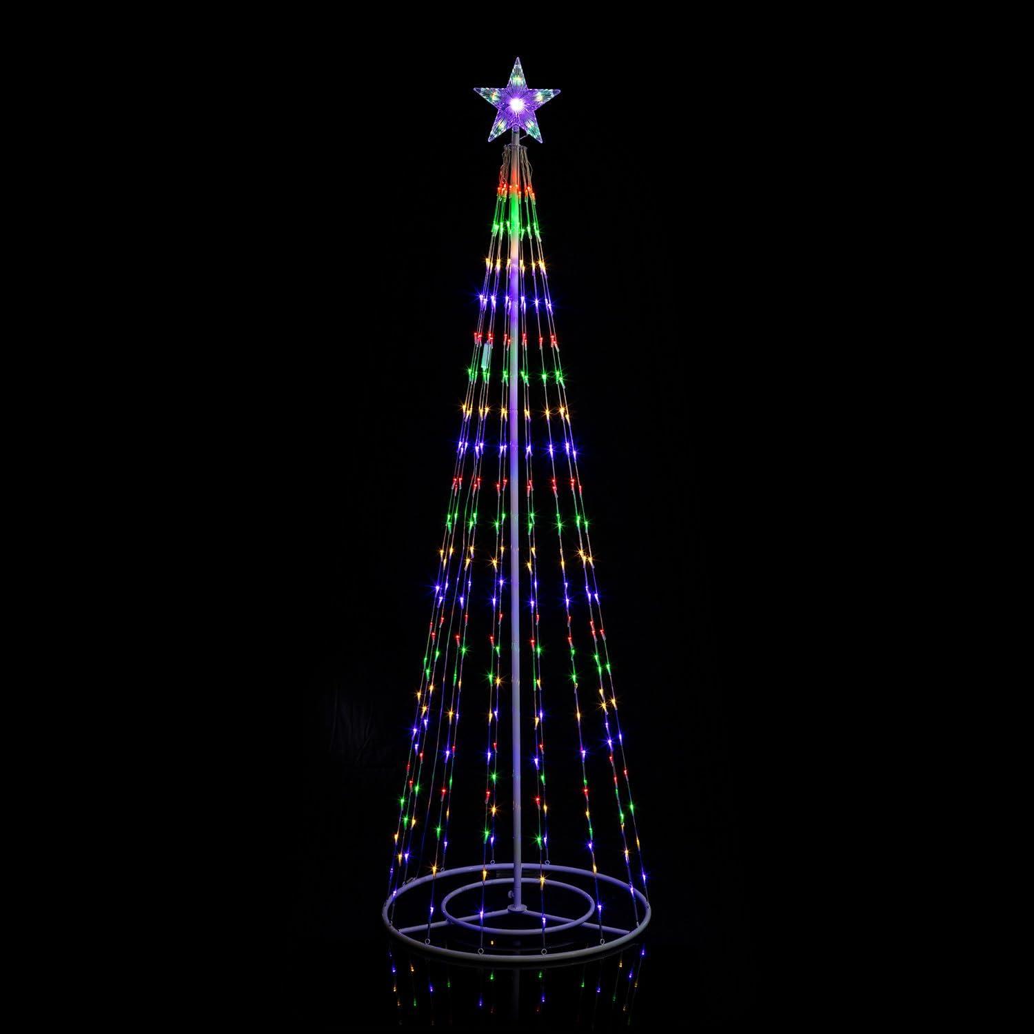 86" Multi-Color LED Outdoor Plastic Christmas Tree with Star Topper