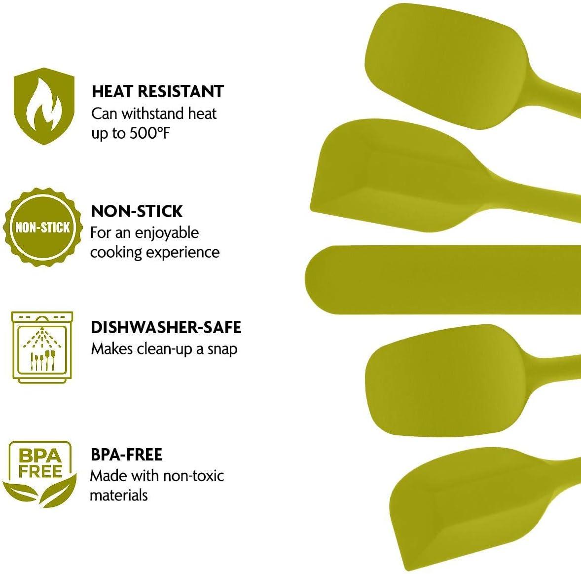 Green 5-Piece Heat-Resistant Silicone Spatula Set