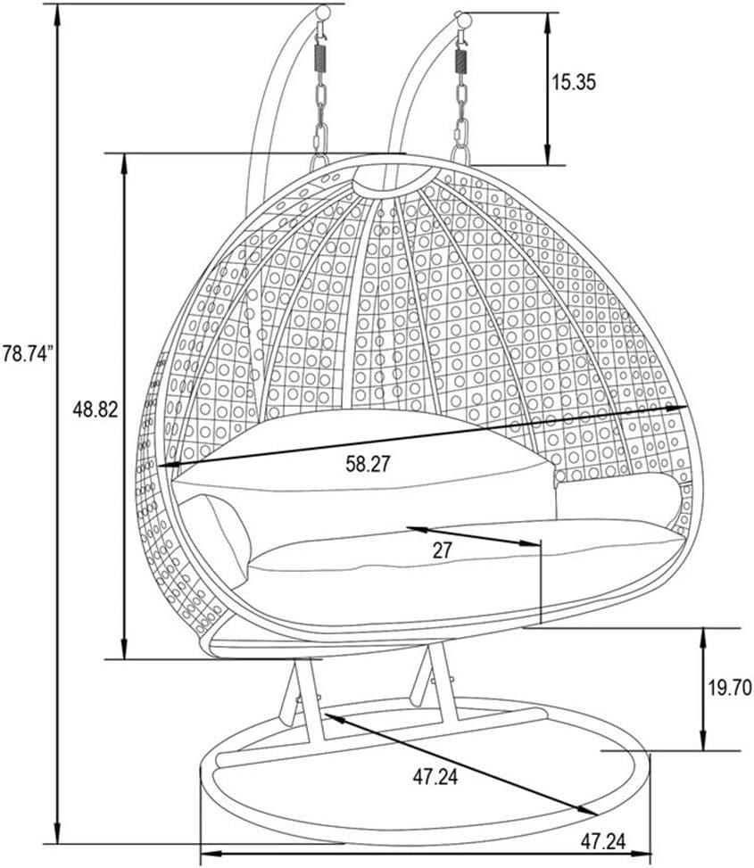 LeisureMod Wicker Hanging 2 person Egg Swing Chair,Red