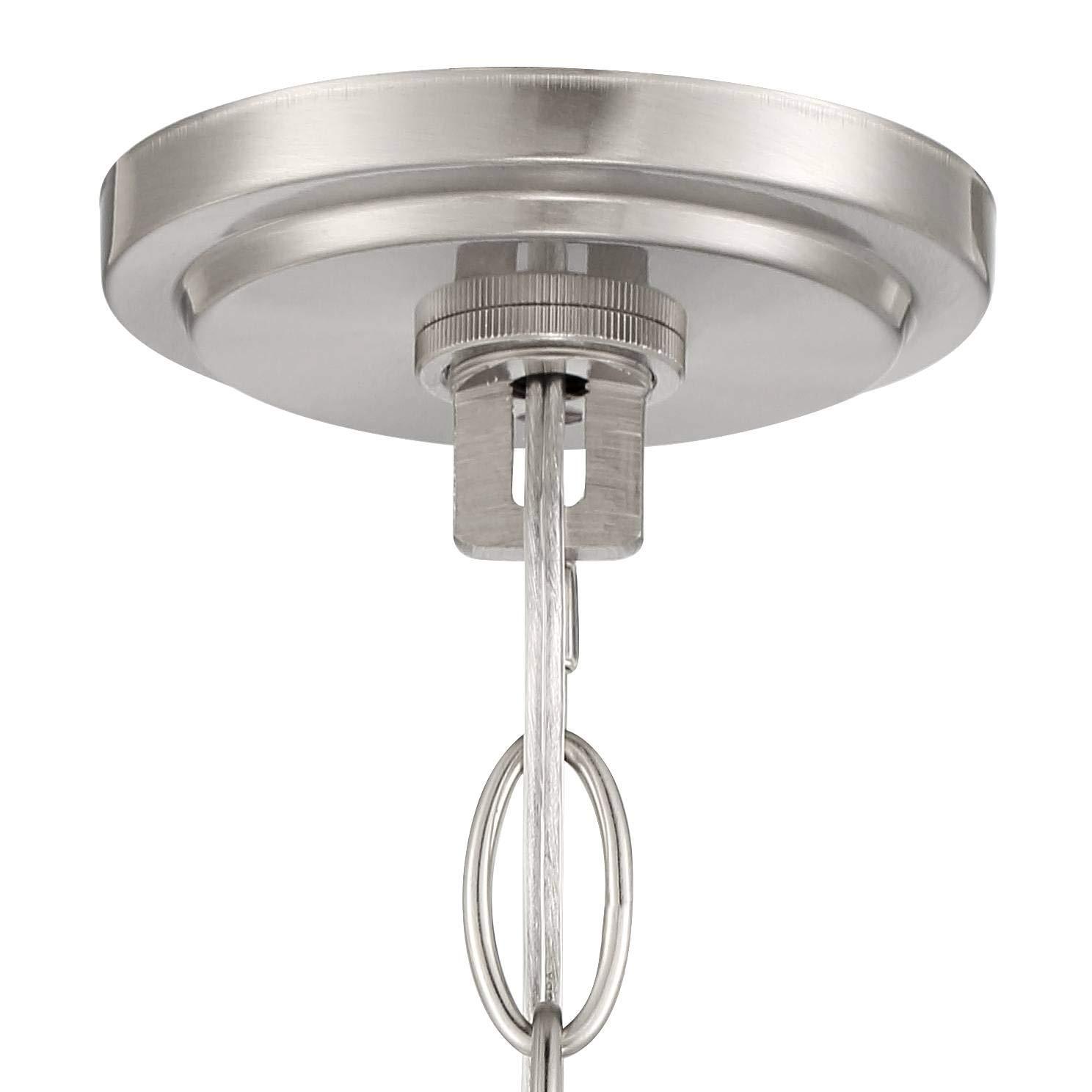 Regency Hill Mallot Brushed Nickel Pendant Chandelier 20" Wide Industrial Champagne Glass Bowl Shade 4-Light Fixture for Dining Room Kitchen Island