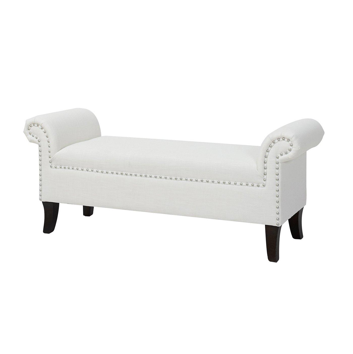 Kathy Roll Arm Entryway Accent Bench Bright White