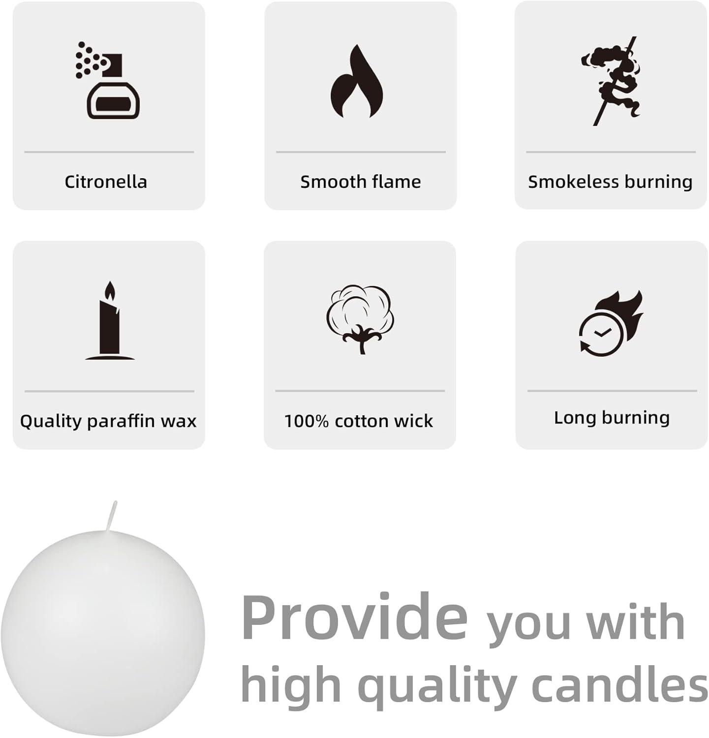 Zest Candle CBC-401 4 in. White Citronella Ball Candles -2pc-Box