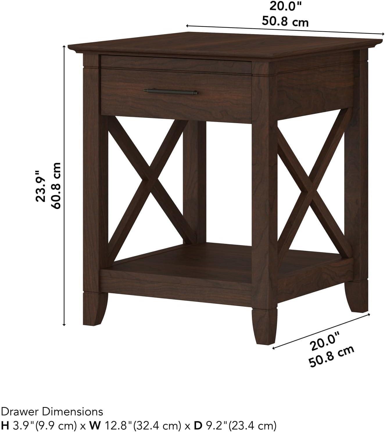 Bush Furniture Key West Nightstand with Drawer in Bing Cherry