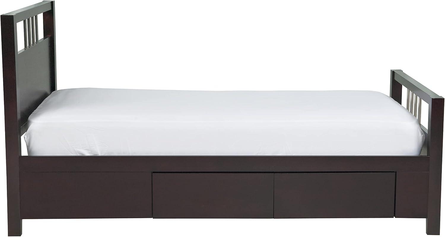 Modus Furniture Solid Wood 2-Side Storage Bed, King, Nevis - Espresso
