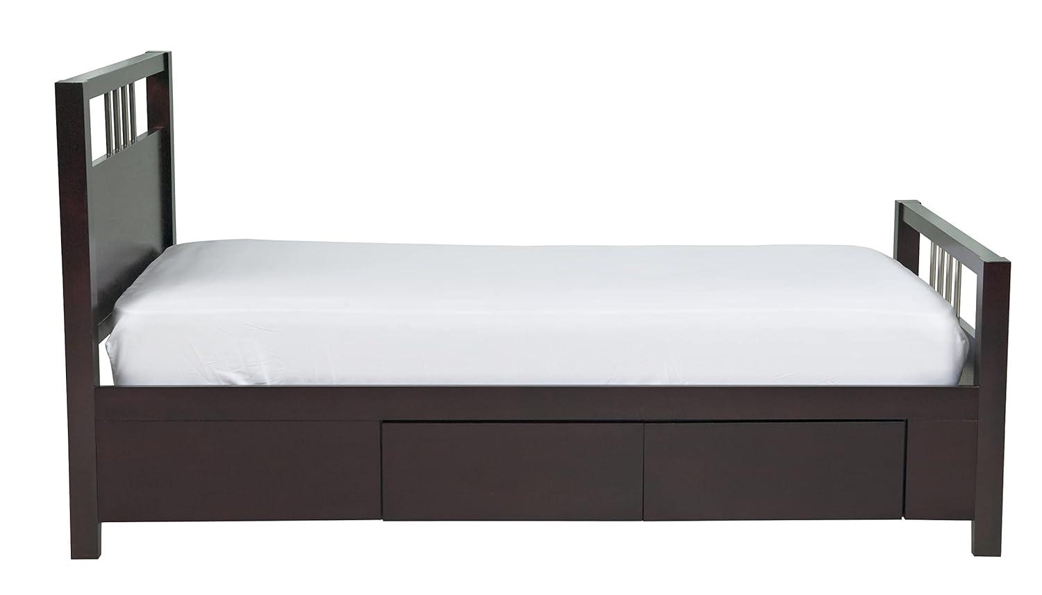 Modus Furniture Solid Wood 2-Side Storage Bed, King, Nevis - Espresso