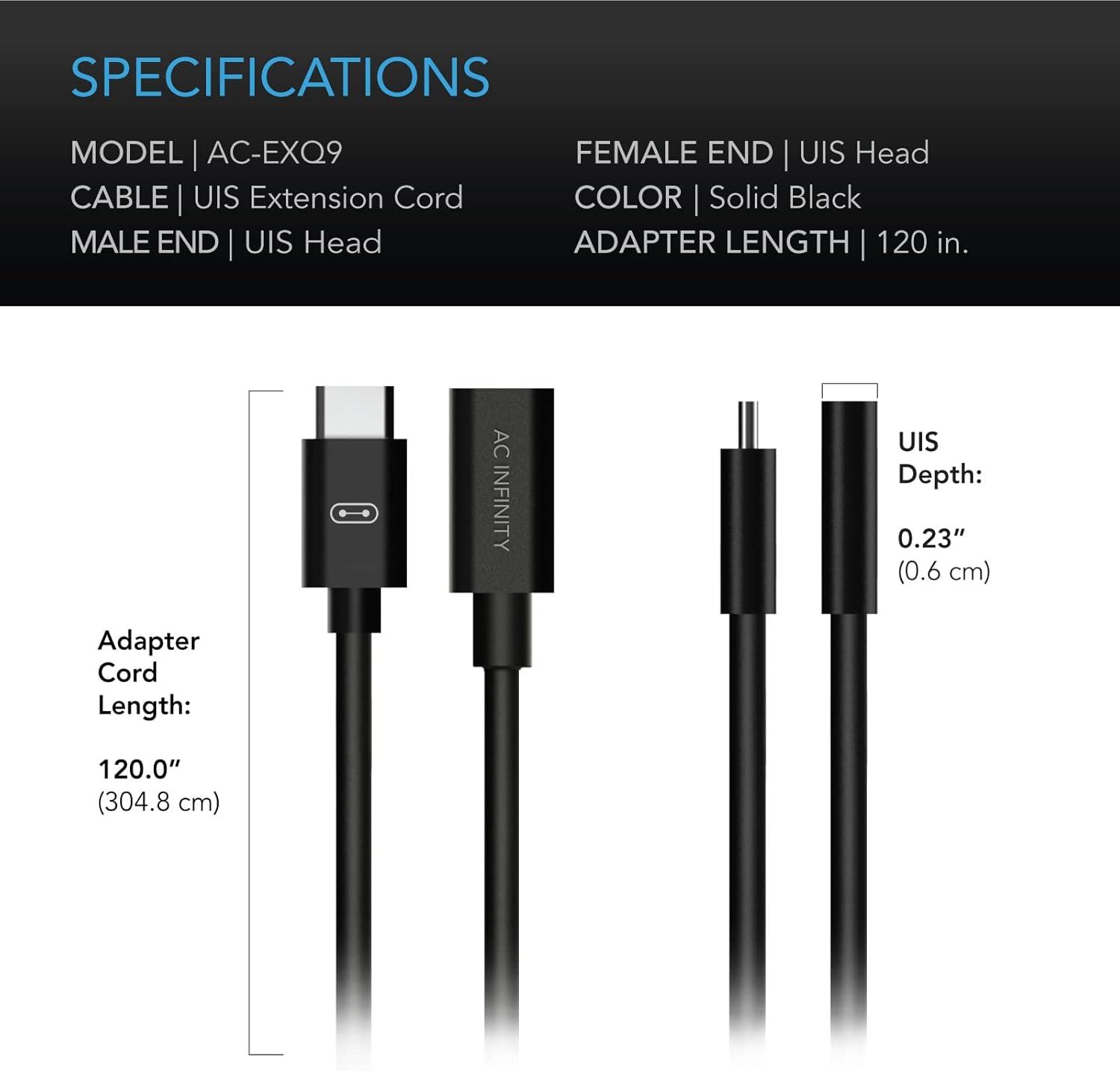 AC Infinity UIS to UIS Extension Cable, 10 Foot Connection Extender Cord, Works with CONTROLLER 69, CONTROLLER 63, CLOUDRAY, CLOUDLINE LITE, IONGRID, and IONBOARD