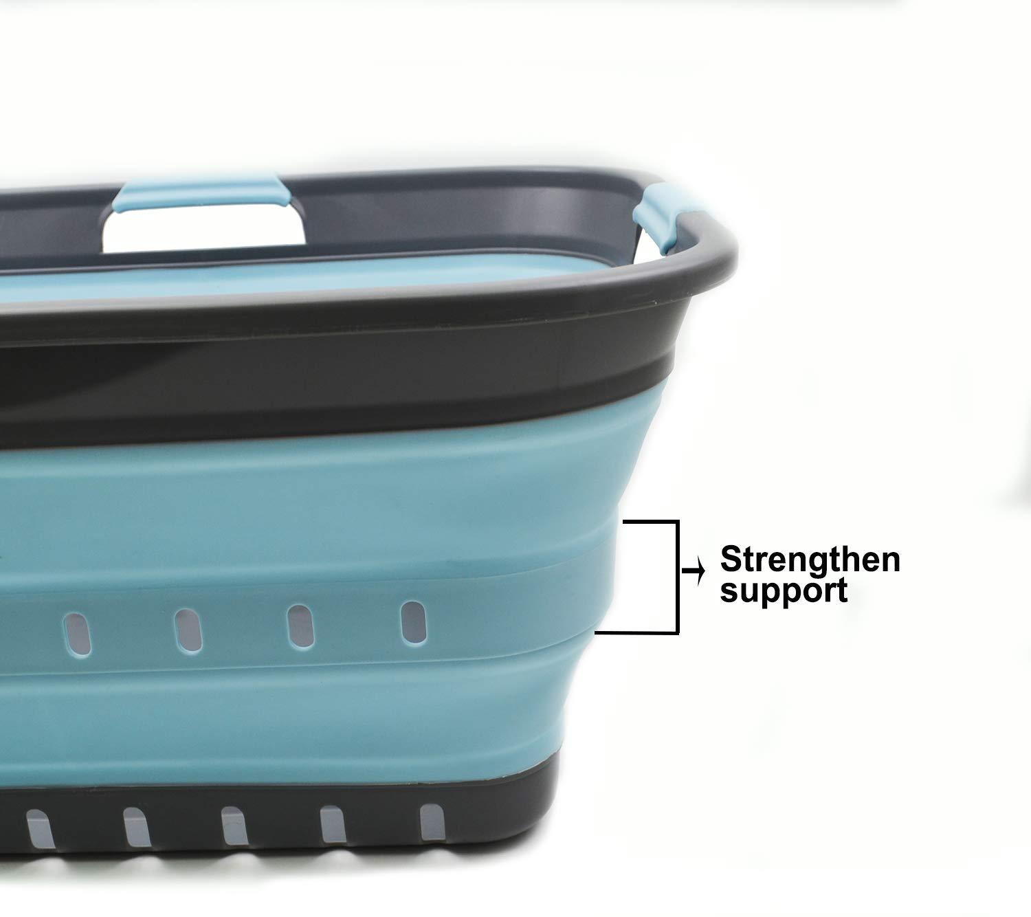 SAMMART 42L (11 gallon) Collapsible Plastic Laundry Basket, Grey/Sea Angel