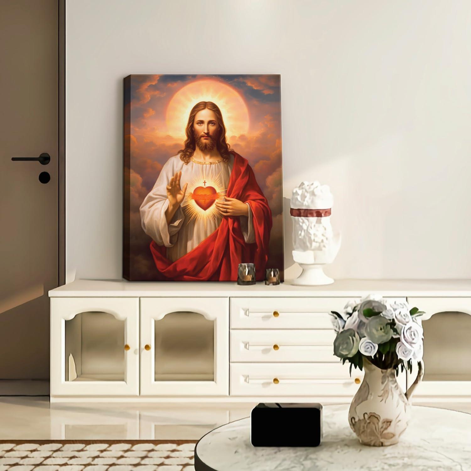 Sacred Heart of Jesus Religious Canvas Wall Art