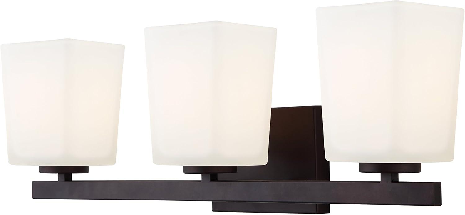 Hartley Oil Rubbed Bronze 3-Light Vanity with Opal Glass Shades