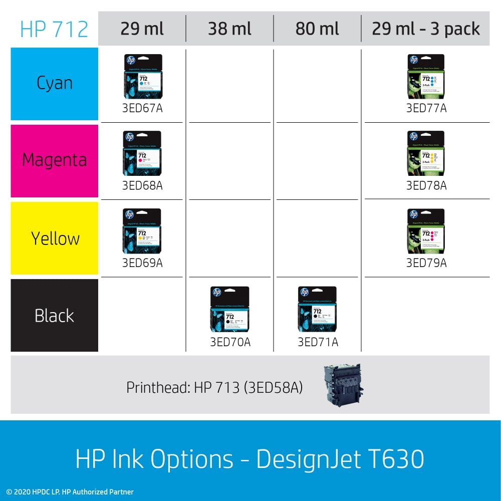 HP Designjet T630 A0 Inkjet Large Format Printer - Includes Printer - 24" Print Width - Color - 30 Second Color Speed - 2400 x 1200 dpi - 1 GB - USB - Ethernet - Wireless LAN - Wi-Fi Direct