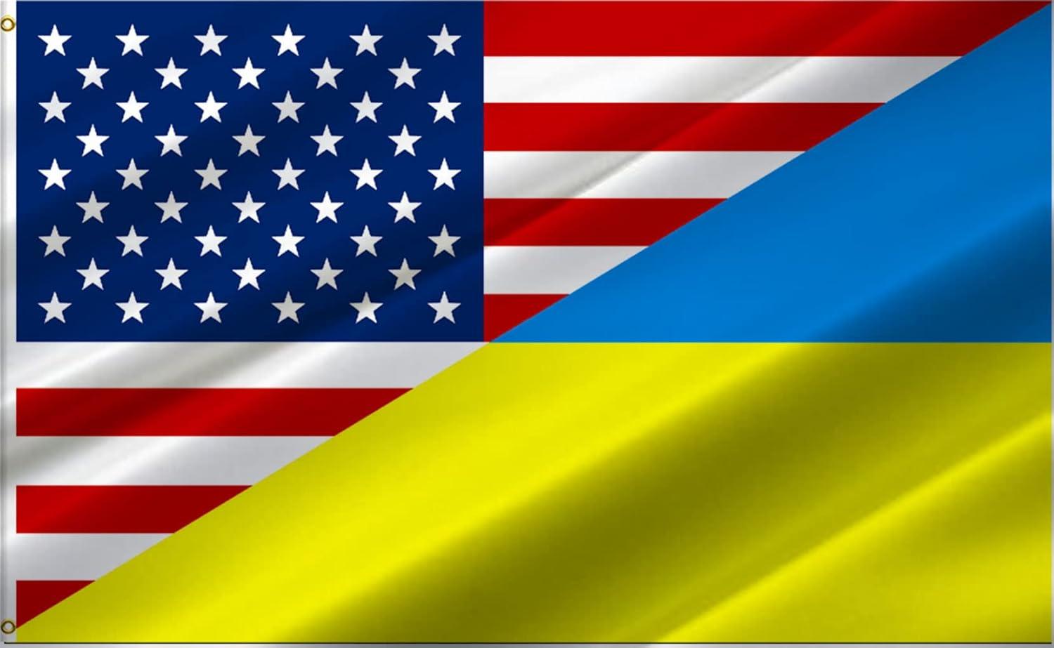 3x5 Ft America Ukraine Friendship Flag with Brass Grommets