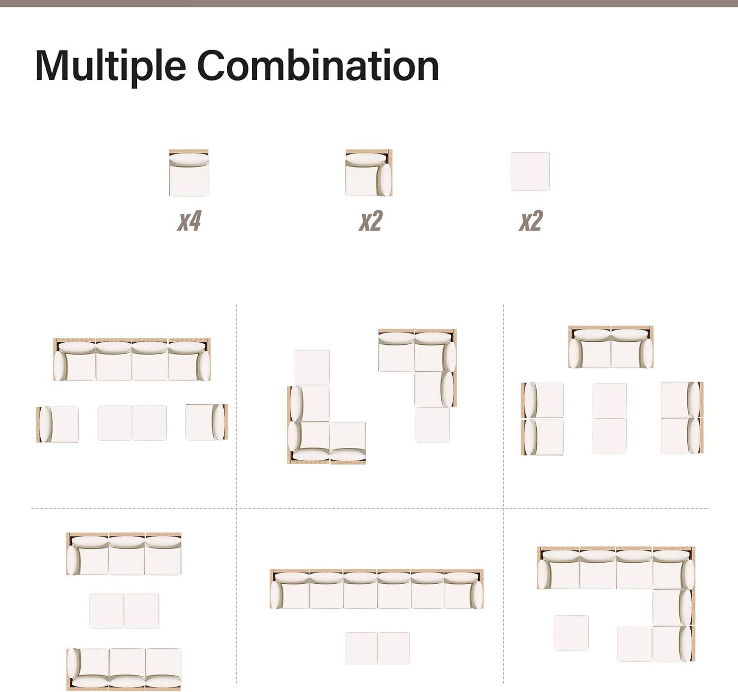 LAUSAINT HOME 8-Piece Patio Furniture Set, Outdoor Sectionals with 6 Chairs, 2 Ottomans and Plush Beige Cushions