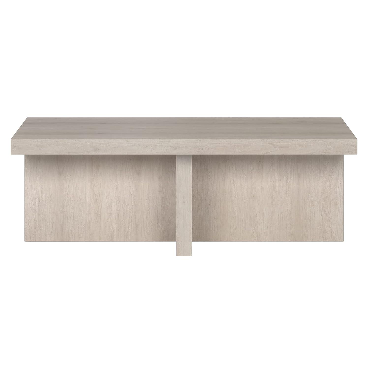 Evelyn&Zoe Contemporary High-Quality Rectangular Medium Density Fiberboard Coffee Table, Alder White